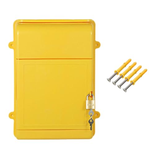 Nsaroche Wall Mounted Mailbox with Locking Drop Box 13.5 X 10 X 4 Inches for Holding Envelopes and Documents, Yellow