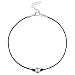 MJartoria Faux Pearl Choker Necklace-Girls Women Black Leather Cord Lobster Buckle Faux Pearl Choker Necklace