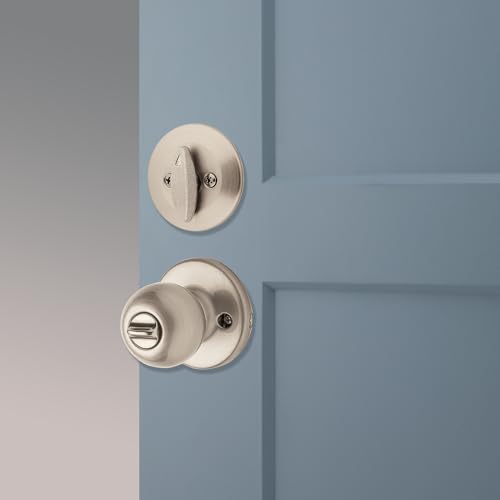 Weiser Yukon Satin Nickel Front Door Knob with Deadbolt, Reversible Exterior/Interior Entry Door Knob with Key and Deadbolt Lock, Front Door Knobs with Lock/Front Door Lock, Traditional Home Décor by Weiser - Image 3