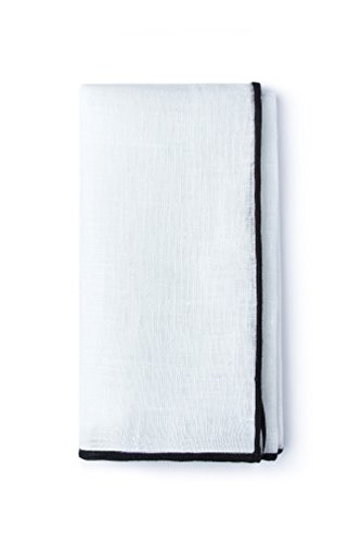 Ties.com Color Edged White Linen Pocket Squares (19 Colors Available!)