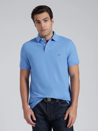 Image of Tommy Hilfiger Solid Regular fit Cotton Polo t-Shirt