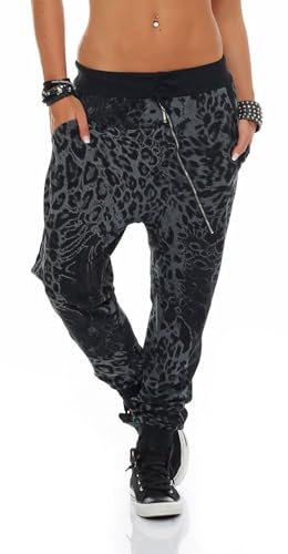 Malito Damen Sweatpants im Leo Design | Sporthose mit Reißverschluss |...