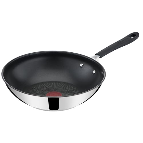 Frigideira Wok Tefal Jamie Oliver 28cm, Inox, com Fundo de Indução, Revestimento Titanium e Thermo Sinal