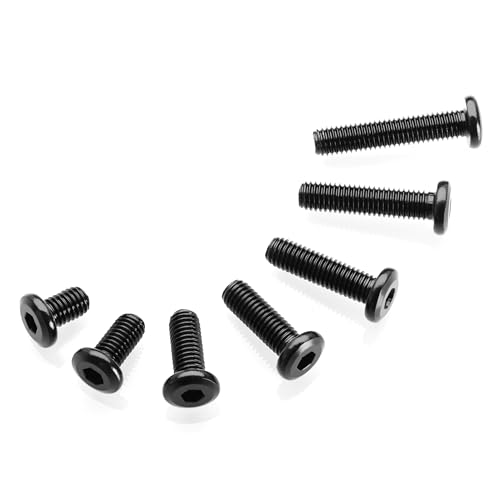 Mywish M8 x 20mm 20Pcs Flat Head Hex Socket Cap Screws Bolts, 304 Stainless Steel Furniture Bolts Full Thread, Black Oxide & Hex Spanner