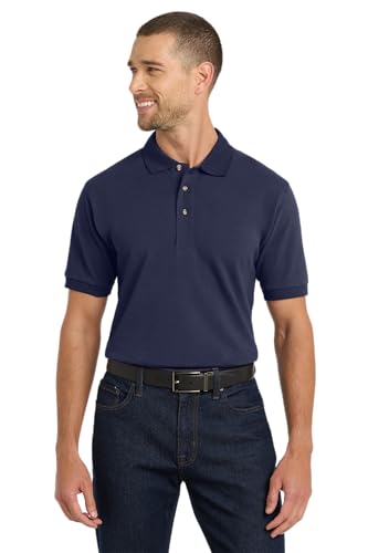 Port Authority Heavyweight Cotton Pique Polo Shirt, M, Navy