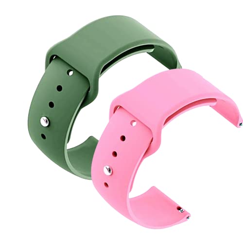 Image of YODI New Accessories Silicone 22MM Strap Belt Band for Smart Watch (Set of 2 Color) Combo Pack (Smart Watch NOT Included) (Green-Pink)