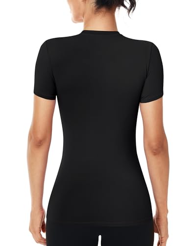 Runhit Women's Compression Shirts Short Sleeve Workout Tops Athletic Base Layer T-Shirt for Gym Running Yoga Basketball BJJ2