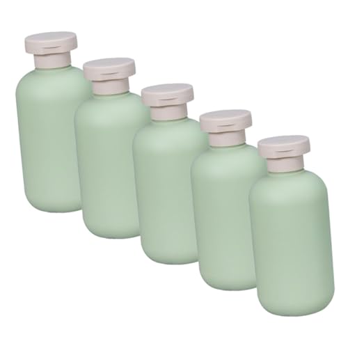 5個セット 詰め替え可能 旅行用シャンプーボトル 漏れ防止設計 プラスチック製 グリーン バスアメニティ コンディショナー ソープディスペンサー 携帯用トイレタリーボトル