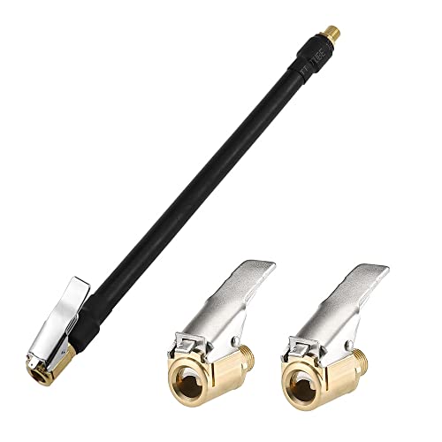 UBERMing Tuyau de Gonflage de Pneu 20 cm Noir Flexible de Gonflage d'air Tuyau d'air du Pneu avec 2 Gonfleur Pompe Tuyau Adaptateur pour Gonfler Les Pneus de Voiture Cover