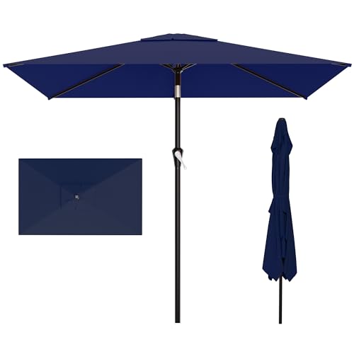 AreShark 6.5 x 10 Rectangular Patio Umbrellas for Outdoor Outdoor Table Umbrella Large Outdoor Patio Umbrellas with 6 Sturdy Ribs for Pool Garden Deck & Market (Navy)
