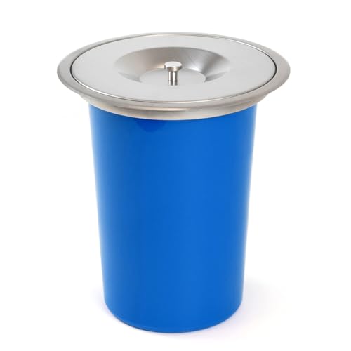 JTWWDM Pattumiera Rotonda da Incasso con Coperchio, Coperchio per Bidone della Spazzatura in Acciaio Inox da Incasso, Scivolo per Rifiuti Integrato per Cucina Ristorante,Argento,8L