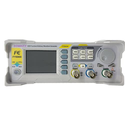 Dominty Function Generator Ac100-240V Fy6900 60Mhz Double Channel Dds Function Arbitrary Waveform Signal Generator Frequency Meter 250Msa/S Sine Square/Triangle/Pulse/Sawtooth Wave/Staircase Wave #TOP7