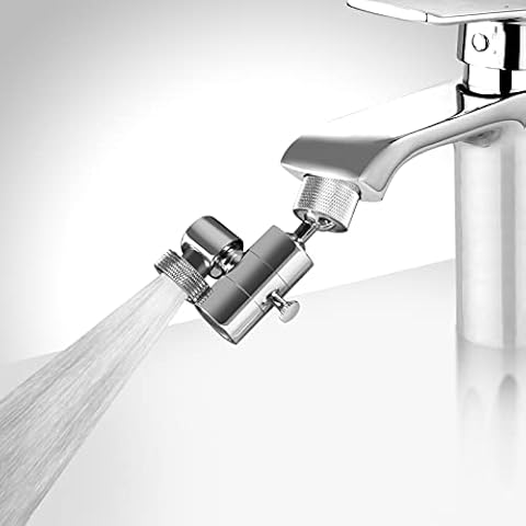 Kitchen Sink Faucet Sprayer Attachment with 2 Ball Joint, Auto-Reset Faucet Aerator, Dual Function Big Angle Swivel Faucet Head Replacement, Flow Controllable Outlet, 55/64-27UNS Female Thread Cover