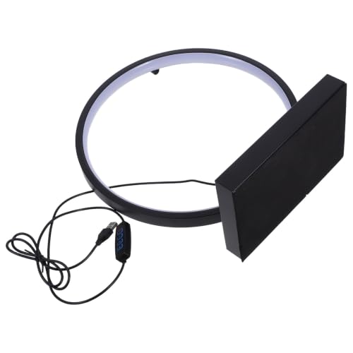 Image of TOVINANNA Modern Black Round Table Lamp with Adjustable Brightness and Eyefriendly Lighting, Iron Material Minimalist LED Bedside Night Light for Bedroom Decor