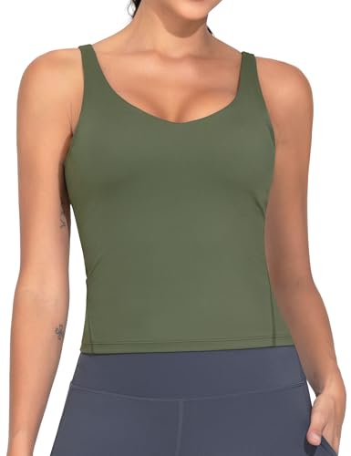 Image of THE GYM PEOPLE Women's Longline Sports Bra Wirefree Padded Workout Yoga Tank Top