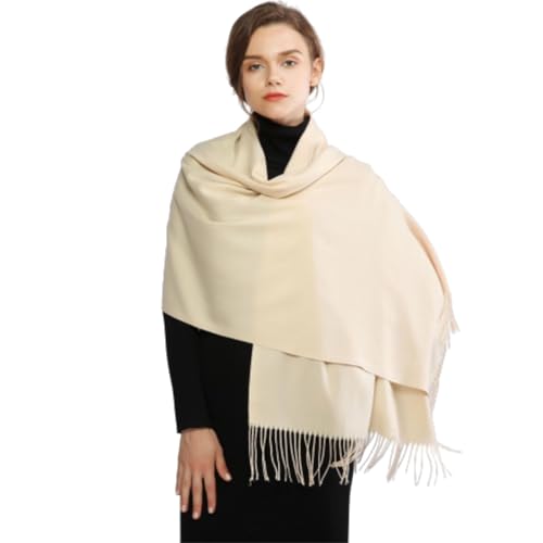 Womens Winter Scarf Fashion Wool Feel Solid Scarfs for Women, Pashmina Shawls and Wrap Long Blanket (1-Beige, One Size)