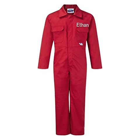 Sew Sew Special Personalised Boys, Kids Boiler Suit Overall/Jumpsuit. (3-4 Years) Red Cover