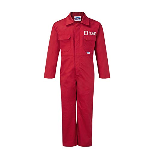 Image of Sew Sew Special Personalised Boys, Kids Boiler Suit Overall/Jumpsuit. (4-5 Years) Red