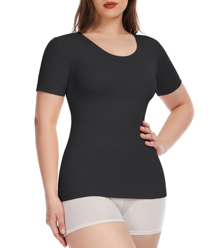 Shapewear Tops for Women Tummy Control Tank Tops Short Sleeve Seamless Compression Tanks Body Shaper Camisole