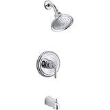 KOHLER K-T395-4SE-CP Devonshire Rite-Temp Pressure-Balancing Bath and Shower Faucet Trim, Valve Not Included, Polished Chrome
