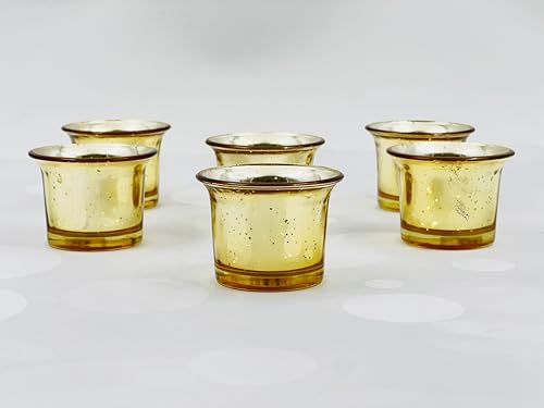 Conjunto Hosley de 6 suportes de vela de vidro metálico/acabament...