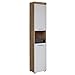 Produktbild trendteam smart living - Amanda - Hochschrank - Eiche/Weiß Hochglanz - Badezimmerschrank mit 2 höhenverstellbaren Einlegeböden - (BxHxT) 37 x 190 x 31 cm - Badschrank mit 4 Fächern und Einer Ablage