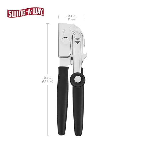 Swing-A-Way Easy-Crank Can Opener with Folding Crank Handle, Manual Hand Held and Sharp Blade, Stainless Steel, Easy Turn Knob, Basic Kitchen Essentials, For all Can Sizes (Black) view 3