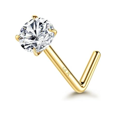 YADOCA 14K Gold L Shaped Nose Studs Cover