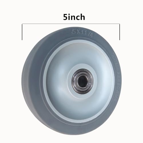 2-Pack Heavy Duty PU Caster Wheels with Bearings – Replacement Plate Mount Wheels for Hand Trucks, Platform Carts, Shelves & Industrial Utility Dollies (grey, 5inch)