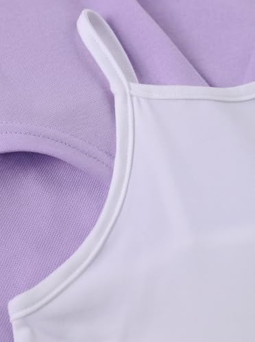 Image of Girl's Summer 3 Piece Outfits Graphic Crop Top and Camisole with Shorts Set Purple 11-12Y