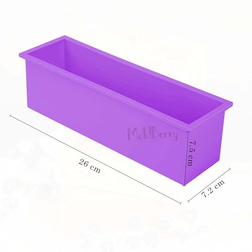 Image of MoldBerry Silicone Loaf Soap Mold | Rectangle Soap Making Mould for Cold Process & Melt and Pour Soap | Flexible, Non-Stick, Heat-Resistant Silicone Soap Mould for Homemade Craft Soaps - Pack of 1