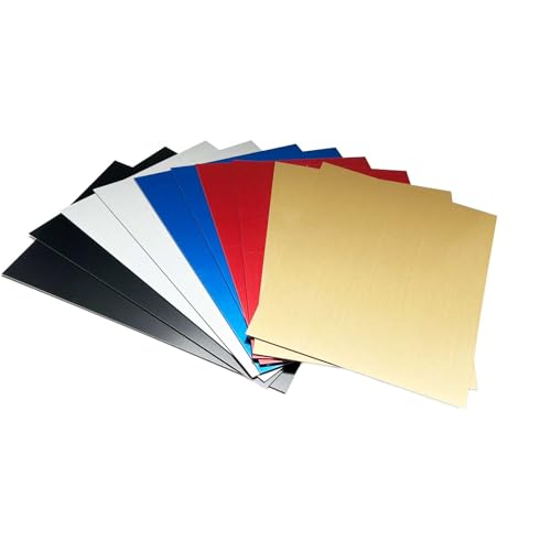 Image of 10Pcs 5-Color Anodized Aluminum Sheets, 5 inch x 7 inch x 1 /32 inch (0.8mm), Black Golden Silver Red Blue, for Laser Engraving & DIY Crafts(10, Various Colors, 5 * 7inches)