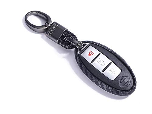 JVCV® Carbon Fiber Pattern Key Cover Compatible for Nissan Push Button Start Car Key (Black)