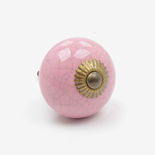 Rose Craquelé Cracked Céramique Boutons de portes, bouton de placard, poignée de porte pour armoires, portes, tiroirs, meubles 4.2 cm de diamètre, vis à bouton 3.2 cm Cover