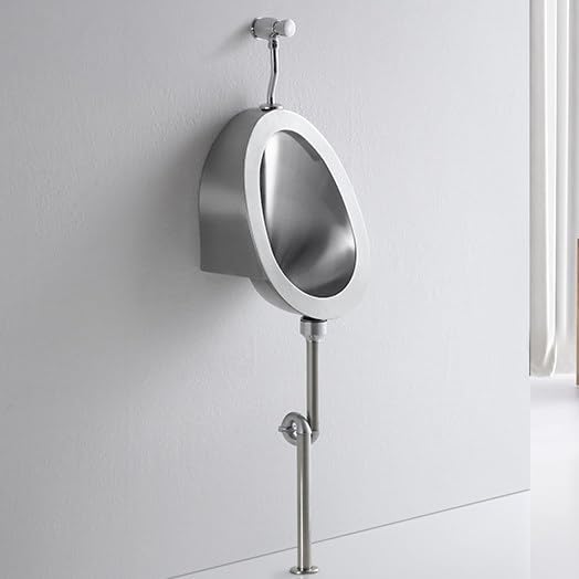 304 Stainless Steel Urinal,Wall Mounted Men's Bathroom Urinal,Household/Commercial Men's Adult Urinal Bathroom Toilet,Male Ware Public Toilet Manualvalve WallPipe,Manualvalve-GroundRow