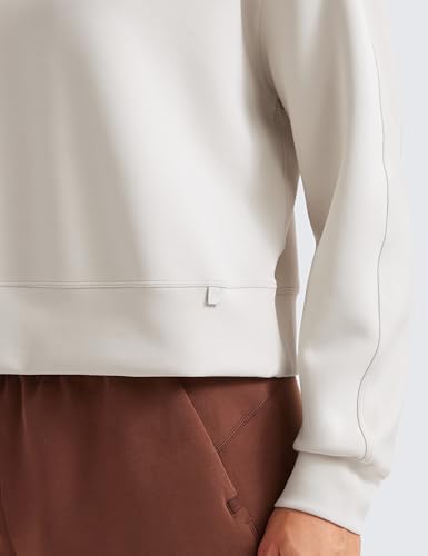 CRZ YOGA Womens SoftAura Crewneck Sweatshirt Long Sleeve Workout Casual Pullover Tops Basic Fall Sweatshirts Milky White M