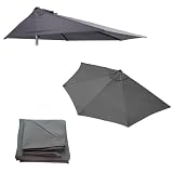 HEYBB parasol demi lune,deParasol De Jardin Exterieur,Demi Parasol Balcon Appartement, Parasol Demi Lune 2m,Demi Parasol Pour Balcon,2.7m Parasol De Terrasse,Jardin Party(Auvent Uniquement) (Gris)