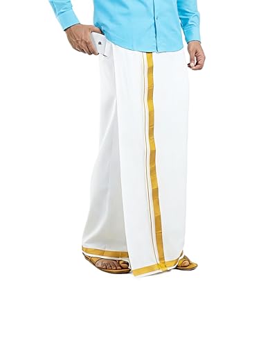 Image of GREEN TEE Men White Readymade Dhoti - Pack of 1