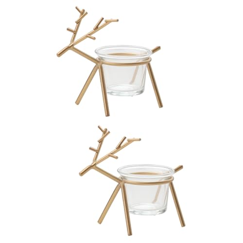 Cabilock 2pcs Deer Candle Holder Tealight Holder Deer Candlestand Iron Candle Holders Iron Candle Stand Desktop Deer Decor