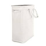  Cesta de lavandería delgada de 45L con asas  Cesta de ropa sucia  Cestas de lavandería pequeñas para dormitorios  Cesta de esquina  M&W Blanco