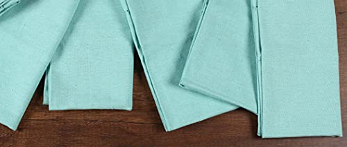 Homidate Cotton Cloth Dinner Napkins Set of 12 – 18x18 Aqua with Hemstitched Mitered Corners – Reusable Machine Washable Napkins for Weddings, Parties & Table Decorations