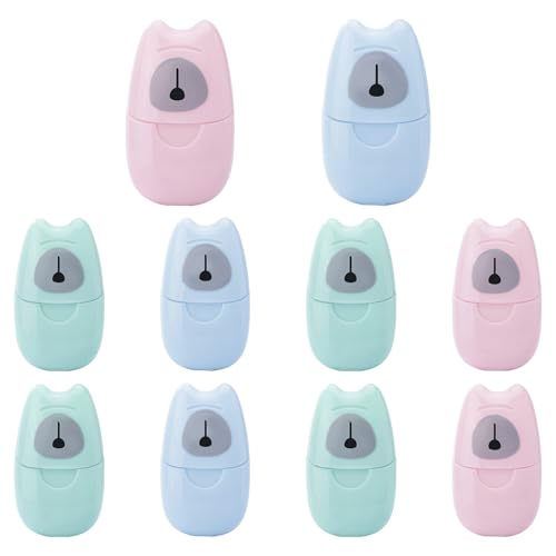 10PCS Paper Soap Sheets for Hand Washing, Disposable Portable Soap Sheets for Traveling Camping Hiking, Random Colors 10 Portable Slices Simple Paper Slices Without Box..