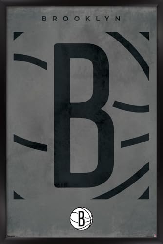 Trends International NBA Brooklyn Nets - Logo 25 Wall Poster, 22.4L x 14.7W, Black Framed Version