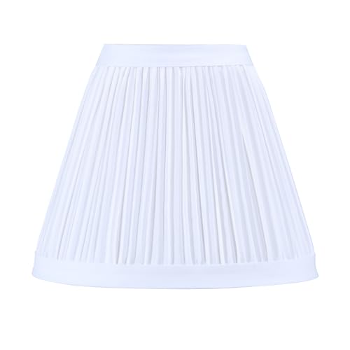 Image of Aspen Creative 51516-6, Hardback Empire Transitional Clip-On Chandelier Lamp Shade, Mushroom Pleated White Faux Silk Fabric, 3 inch Top x 6 inch Bottom x 5 inch Slant Height, Set of 6