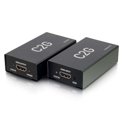 C2G Legrand HDMI Over Cat5/6 Signal Extender, Audio/Video Extender, Ideal as Plug and Play Extender, Supports Up to 164 Feet, Black, 1 Set of 2 Extenders, C2G 60180