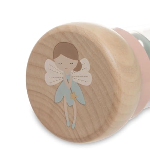 Regenmacher Rassel Baby aus Holz personalisierbar mit Name graviert Greifring für Baby Geschenk zur Geburt (Rosa)