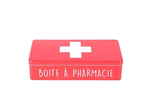 Wadiga Boîte à Pharmacie en Métal Rouge et Croix Blanche
