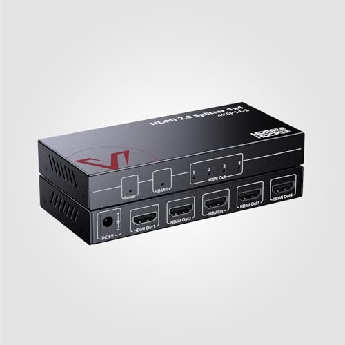 AV Access 1 en 4 Salidas UHD 4K @ 60Hz 1080p @ 120Hz HDMI 2.0 Splitter con reducción de Escala, 18Gbps, 1 × 4 4K HDMI Splitter con HDR10 y 3D, HD Lossless Audio, HDCP 2.2, Gestión EDID