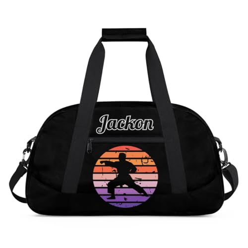 Karate Taekwondo Custom Sports Gym Bag for Girls Boys, Overnight Duffel Bags Cheerleader for Kids Personalized Dance Bag, Gymnastics Duffel Bag