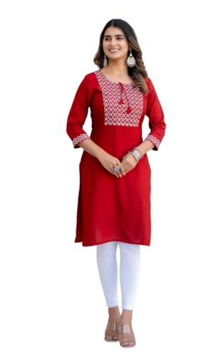 MF Hayat Women Ladies Rayon Embroidery Casul Straight Long Kurta ...